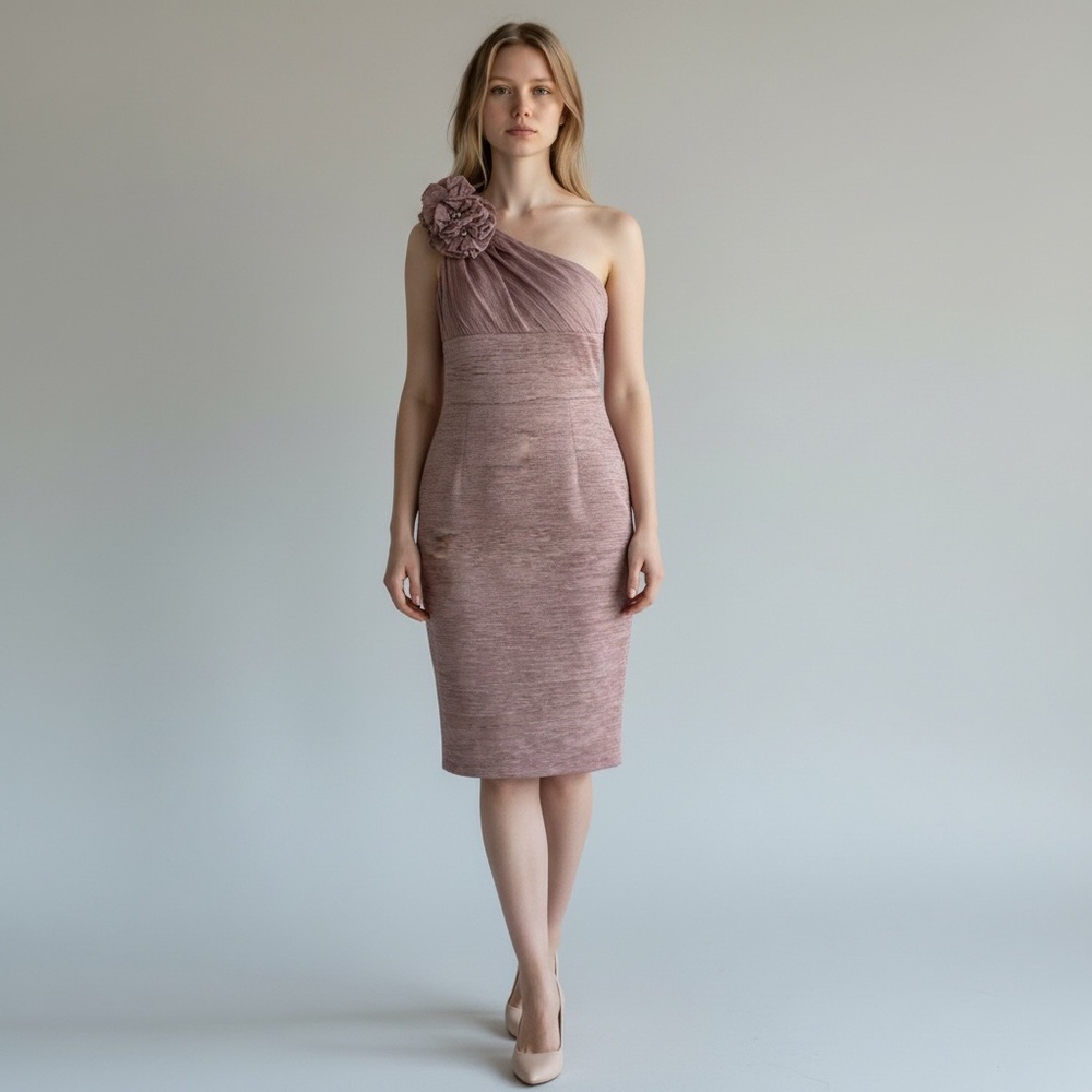 Eliza J Shimmering Rose One Shoulder Mini Dress Size 4